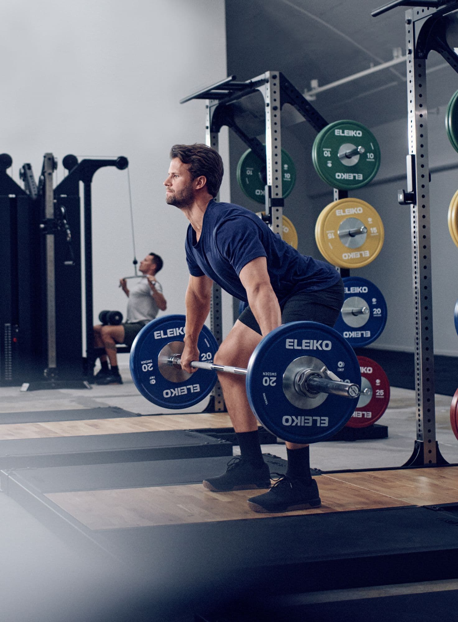 Athlete training with Eleiko barbell